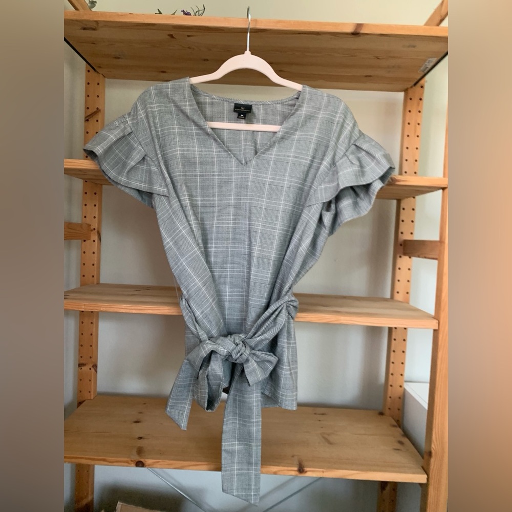 Worthington Grey Plaid Top